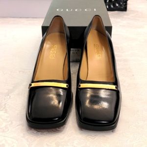 Gucci Black Leather Pumps Size 8.5, new